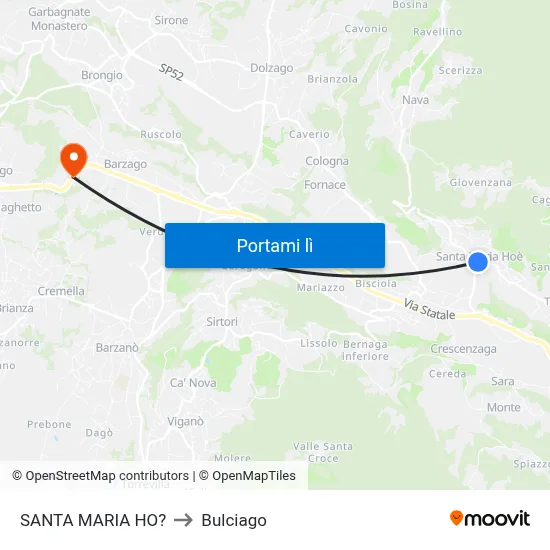 SANTA MARIA HO? to Bulciago map