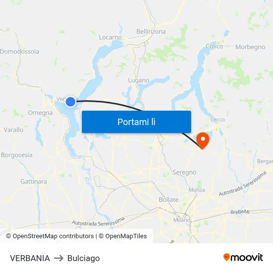 VERBANIA to Bulciago map