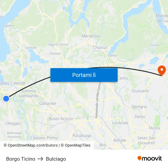 Borgo Ticino to Bulciago map
