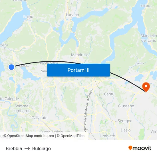 Brebbia to Bulciago map