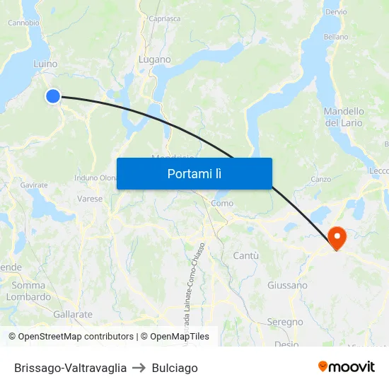 Brissago-Valtravaglia to Bulciago map