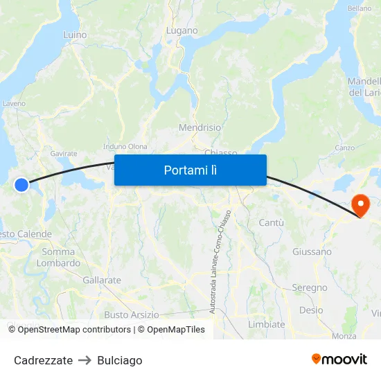 Cadrezzate to Bulciago map