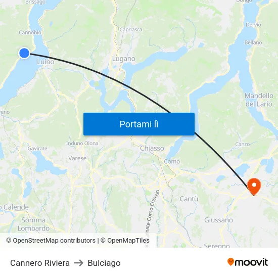 Cannero Riviera to Bulciago map