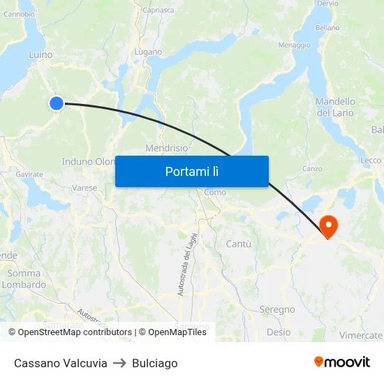 Cassano Valcuvia to Bulciago map
