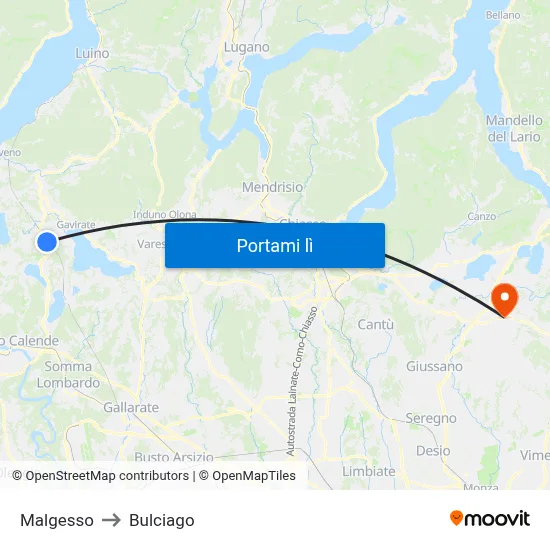 Malgesso to Bulciago map
