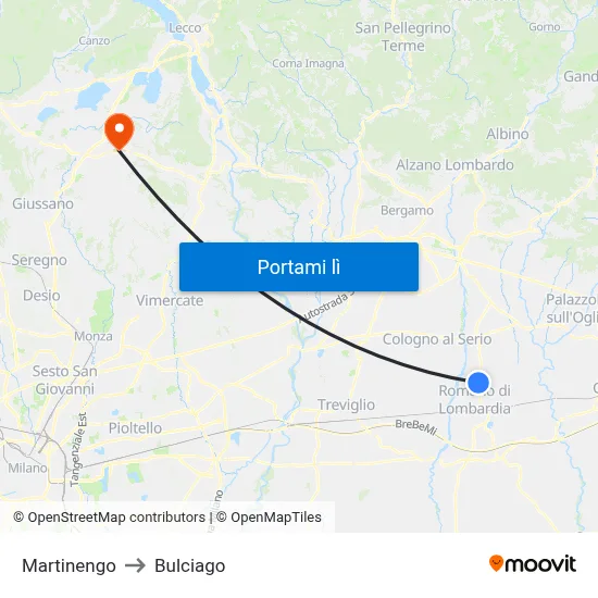 Martinengo to Bulciago map