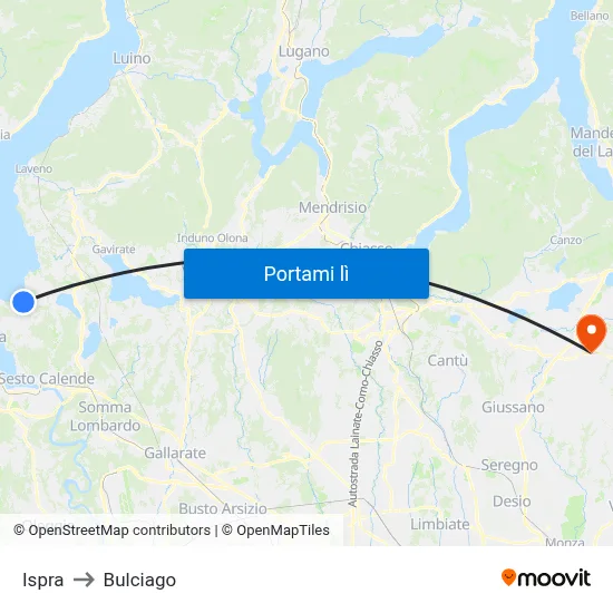 Ispra to Bulciago map