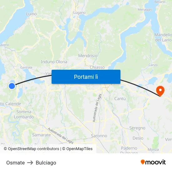 Osmate to Bulciago map