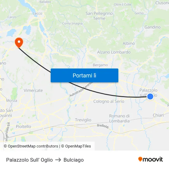 Palazzolo Sull' Oglio to Bulciago map