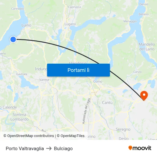Porto Valtravaglia to Bulciago map