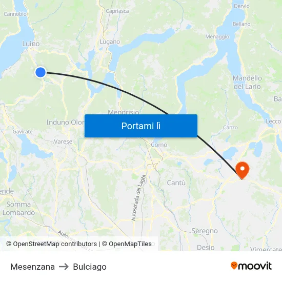 Mesenzana to Bulciago map