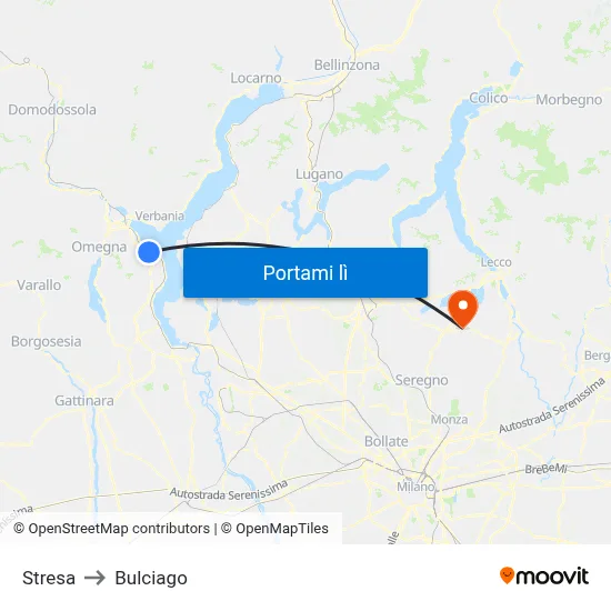 Stresa to Bulciago map