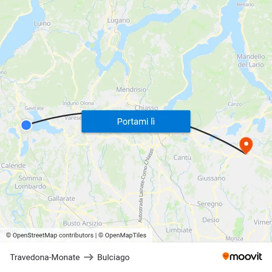 Travedona-Monate to Bulciago map