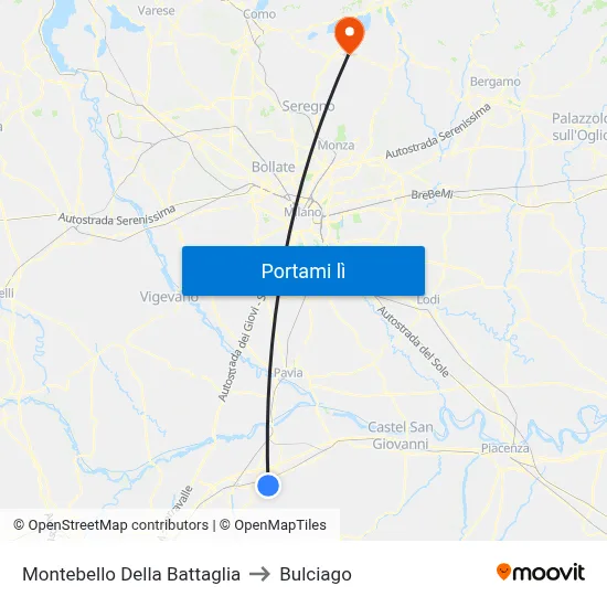 Montebello Della Battaglia to Bulciago map