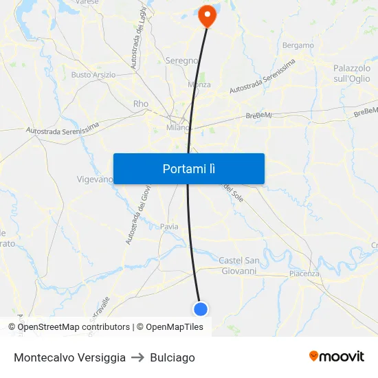 Montecalvo Versiggia to Bulciago map