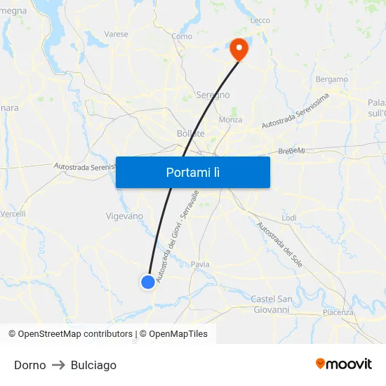 Dorno to Bulciago map
