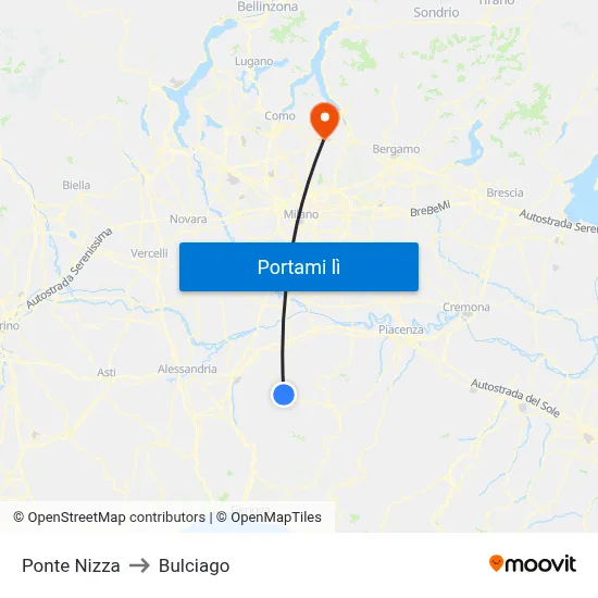 Ponte Nizza to Bulciago map
