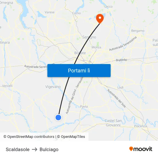 Scaldasole to Bulciago map