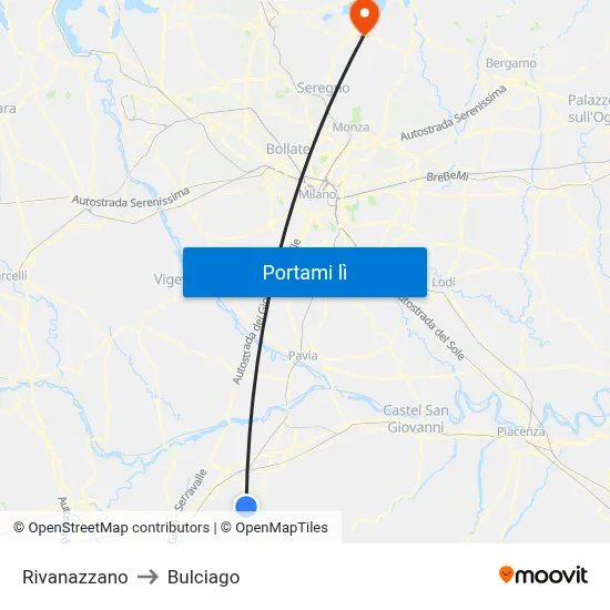 Rivanazzano to Bulciago map