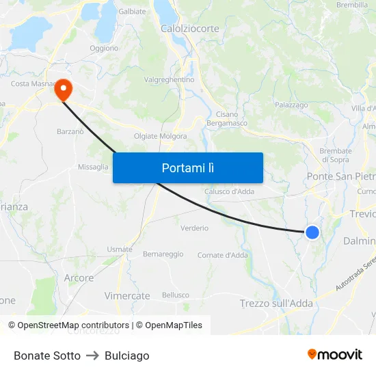 Bonate Sotto to Bulciago map