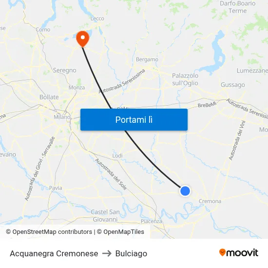 Acquanegra Cremonese to Bulciago map