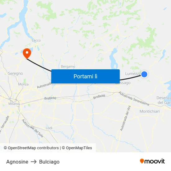 Agnosine to Bulciago map