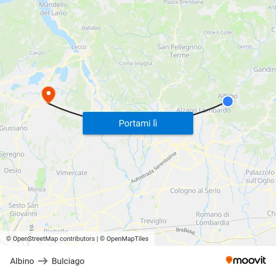 Albino to Bulciago map
