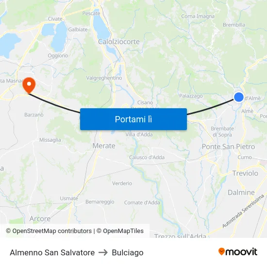 Almenno San Salvatore to Bulciago map