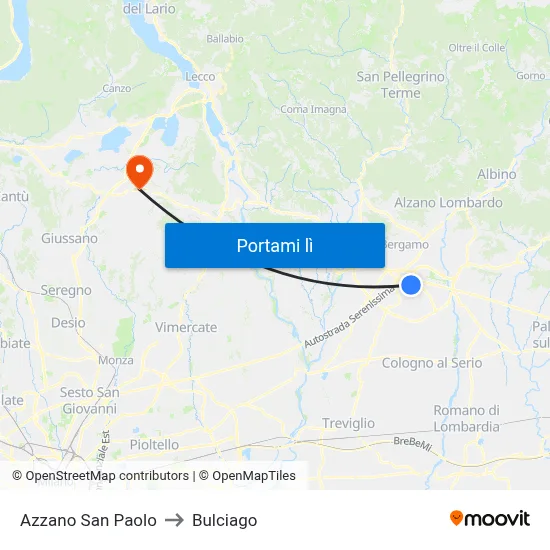 Azzano San Paolo to Bulciago map