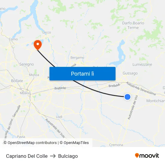 Capriano Del Colle to Bulciago map