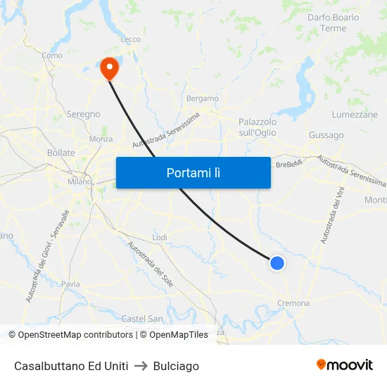 Casalbuttano Ed Uniti to Bulciago map