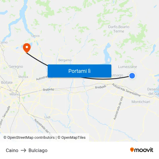 Caino to Bulciago map