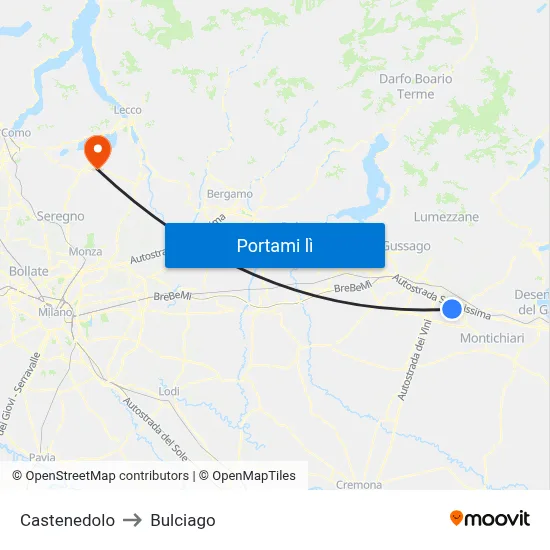 Castenedolo to Bulciago map