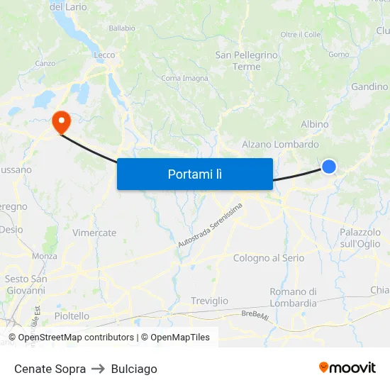Cenate Sopra to Bulciago map