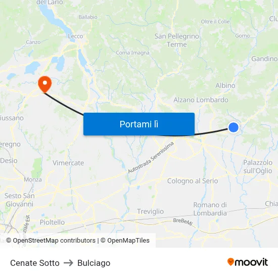 Cenate Sotto to Bulciago map