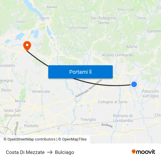 Costa Di Mezzate to Bulciago map