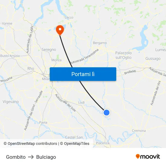 Gombito to Bulciago map