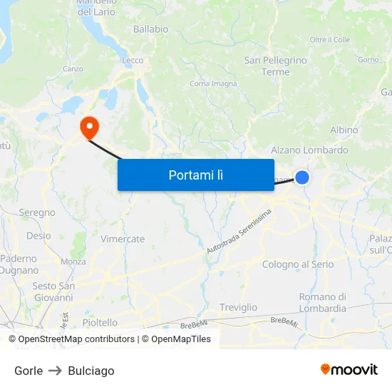 Gorle to Bulciago map