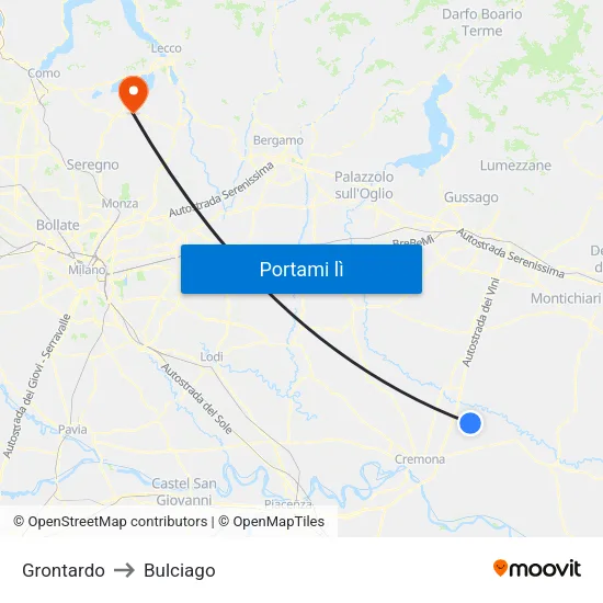 Grontardo to Bulciago map