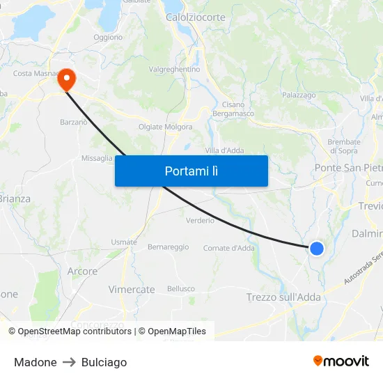 Madone to Bulciago map