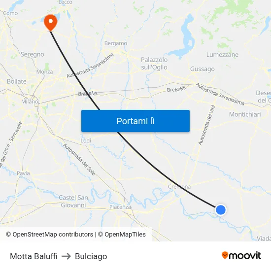 Motta Baluffi to Bulciago map