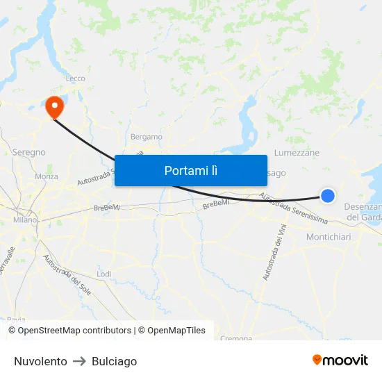 Nuvolento to Bulciago map
