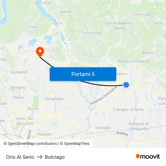Orio Al Serio to Bulciago map