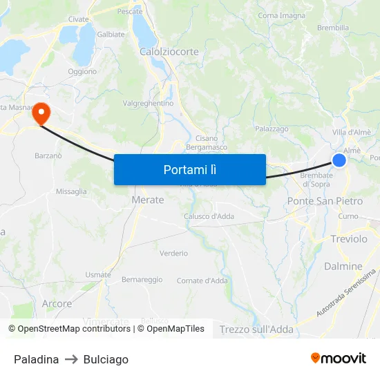 Paladina to Bulciago map