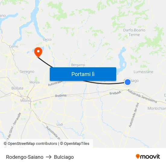 Rodengo-Saiano to Bulciago map