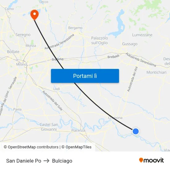 San Daniele Po to Bulciago map