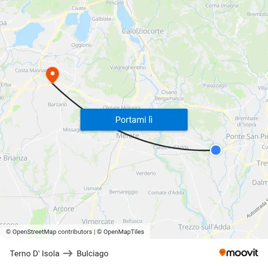 Terno D' Isola to Bulciago map