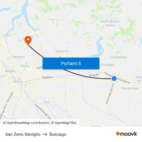 San Zeno Naviglio to Bulciago map