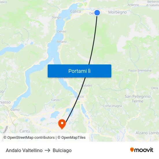Andalo Valtellino to Bulciago map