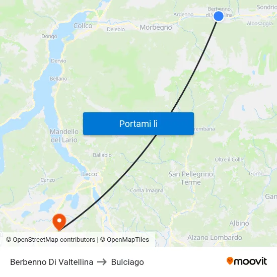 Berbenno Di Valtellina to Bulciago map